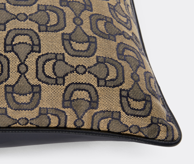 Gucci Horsebit-jacquard Leather Cushion (42cm X 42cm) In Multicolor