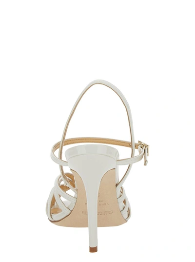 Shop Semicouture White Sandals With Front Cage In Patent Leather Woman
