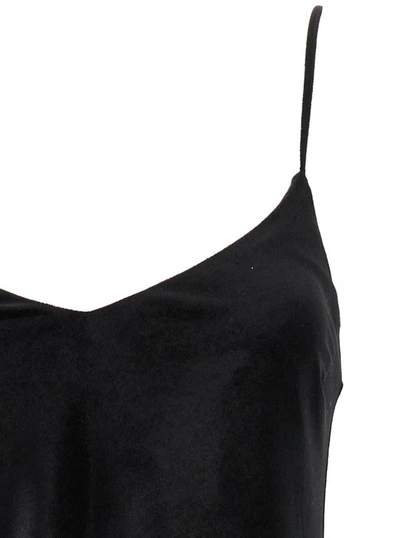 Shop Plain Midi Black Slip Dress With Spaghetti Straps Woman