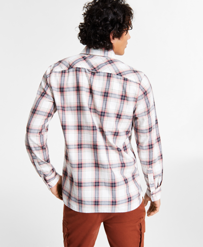 Shop Sun + Stone Men's Kelly Plaid Long-sleeve Shirt, Created For Macy's In Vintage White