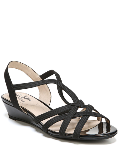 Lifestride Womens Slingback Strappy Wedge Sandals In Black