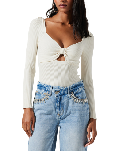 Shop Astr Women's Tivoli Cutout Ribbed Knit Sweater In Off White
