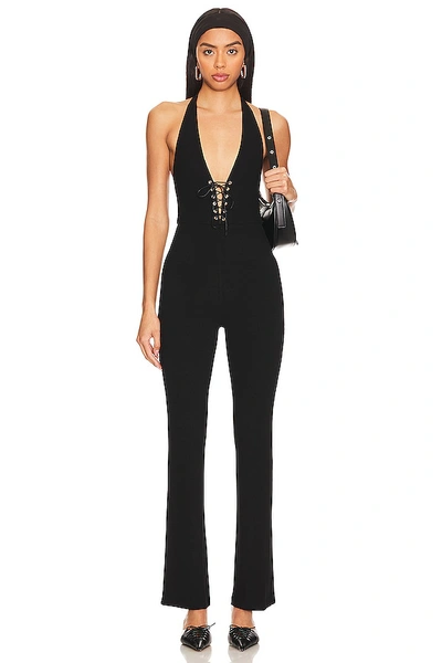 Shop Superdown Dela Lace Up Jumpsuit In Black