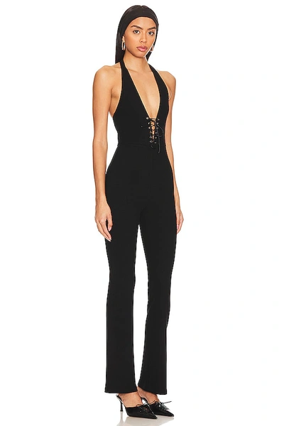 Shop Superdown Dela Lace Up Jumpsuit In Black