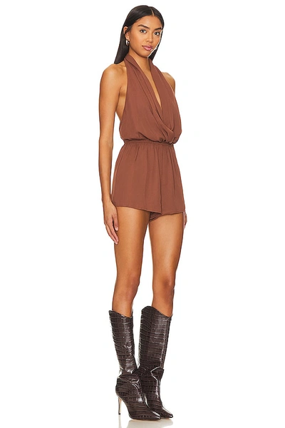 Shop Superdown Emma Halter Romper In Chocolate Brown