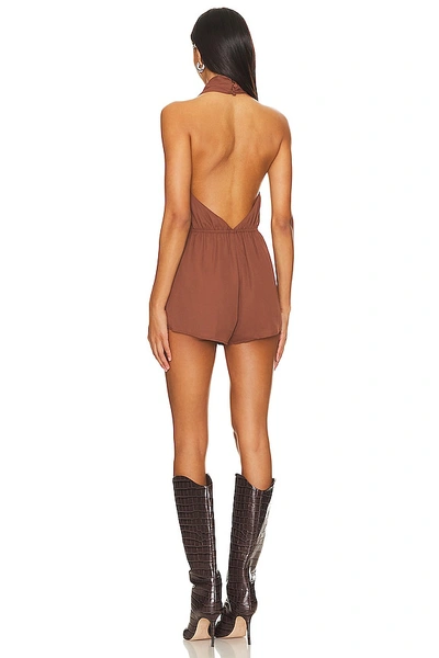 Shop Superdown Emma Halter Romper In Chocolate Brown