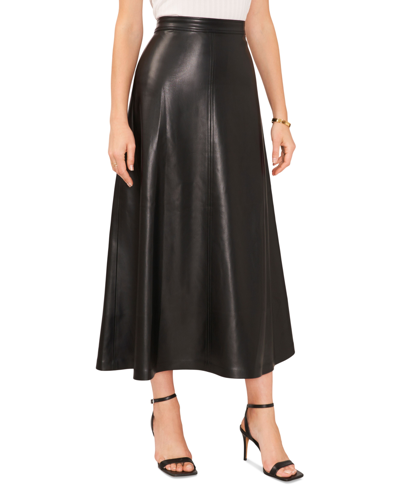 Shop Vince Camuto Women's Faux-leather Seamed Maxi Skirt In Rich Black