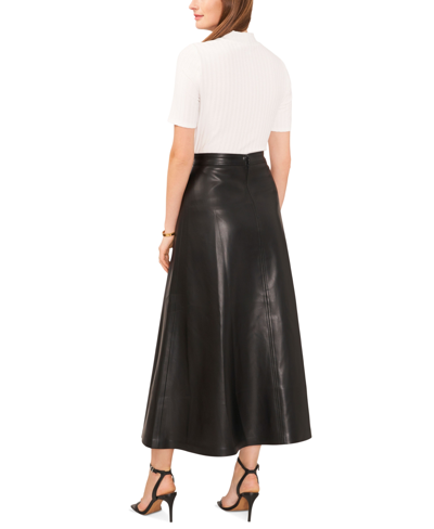 Shop Vince Camuto Women's Faux-leather Seamed Maxi Skirt In Rich Black