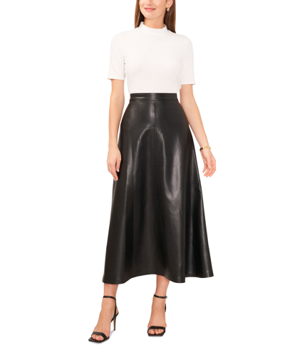 Shop Vince Camuto Women's Faux-leather Seamed Maxi Skirt In Rich Black