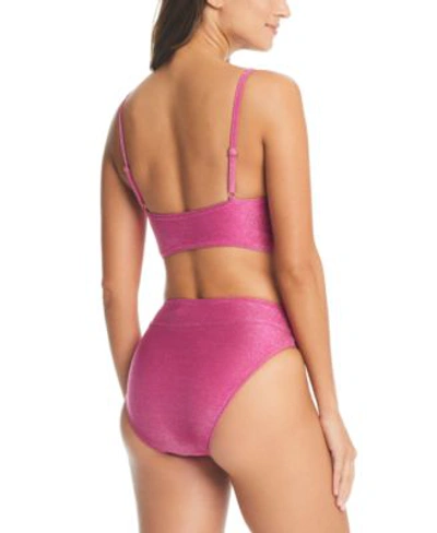 Shop Bar Iii Shimmer Core Solids Cowl Neck Tankini Cross Front Bottom Created For Macys In Jazzed