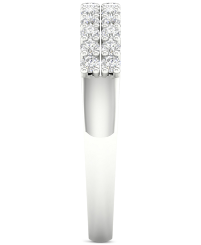Macy's Diamond Double Row Anniversary Band (1/2 Ct. T.w.) In 14k White Gold In White Gold
