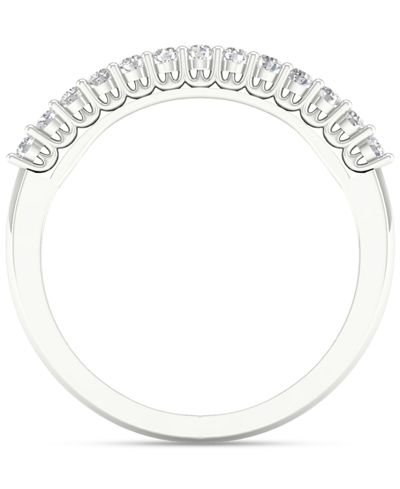 Macy's Diamond Double Row Anniversary Band (1/2 Ct. T.w.) In 14k White Gold In White Gold