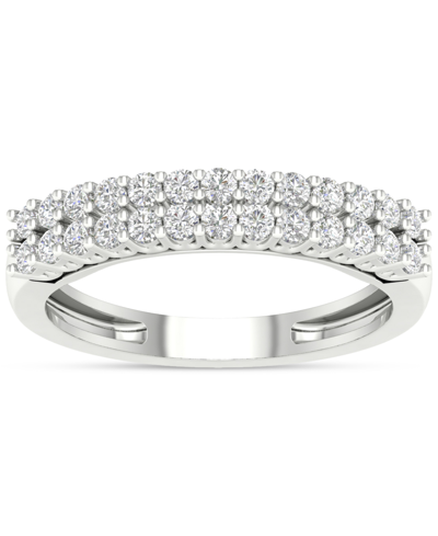 Macy's Diamond Double Row Anniversary Band (1/2 Ct. T.w.) In 14k White Gold In White Gold