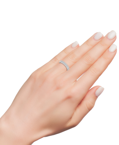 Macy's Diamond Double Row Anniversary Band (1/2 Ct. T.w.) In 14k White Gold In White Gold