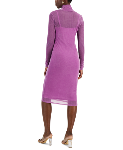 Shop Rachel Rachel Roy Women's Lydia Mock-neck Midi Mesh Dress In Pink Quartz