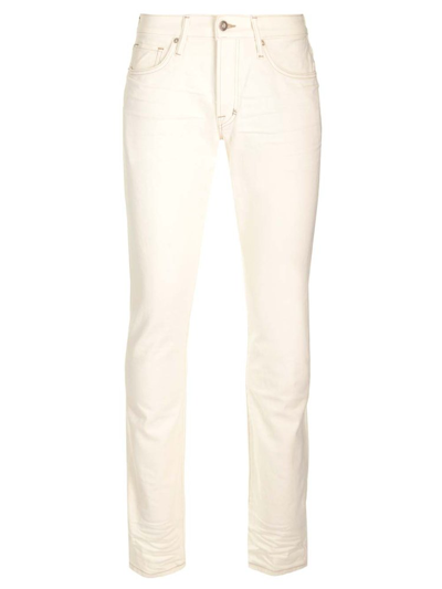 Shop Tom Ford Logo Patch Skinny Jeans In White