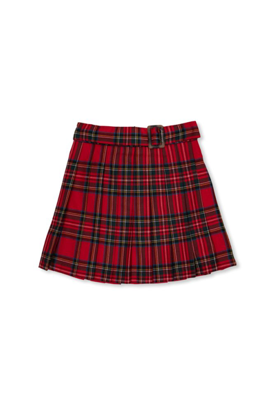 Shop Dolce & Gabbana Kids Pleated Tartan Skirt In Multi