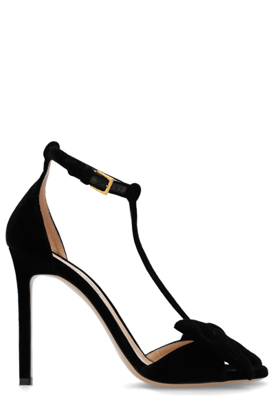 Shop Tom Ford Brigitte Ankle Strap Velvet Sandals In Black