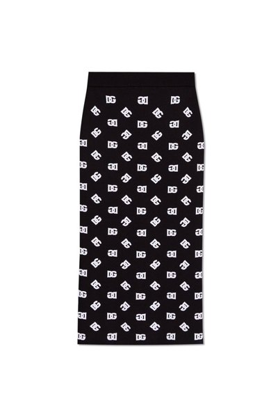Shop Dolce & Gabbana Dg Logo Jacquard Midi Pencil Skirt In Black