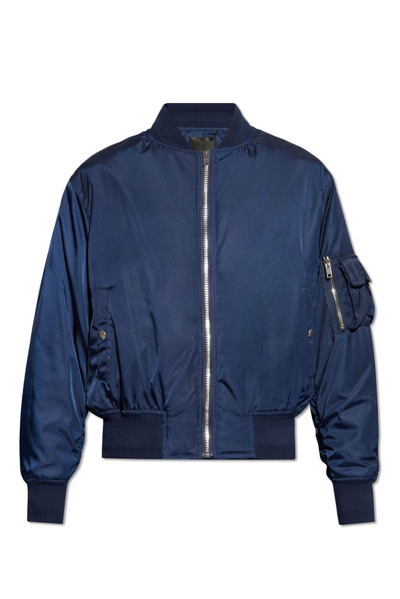 Shop Givenchy Zipped Bomber Jacket In Navy