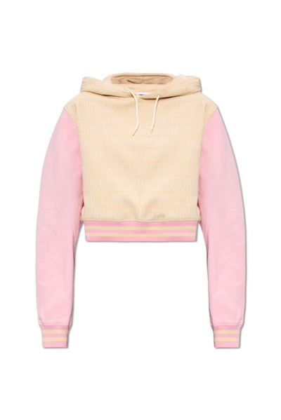 Shop Moschino Monogrammed Cropped Hoodie In Multi