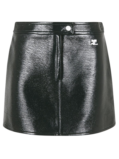 Shop Courrèges Reedition Logo Patch Mini Skirt In Green