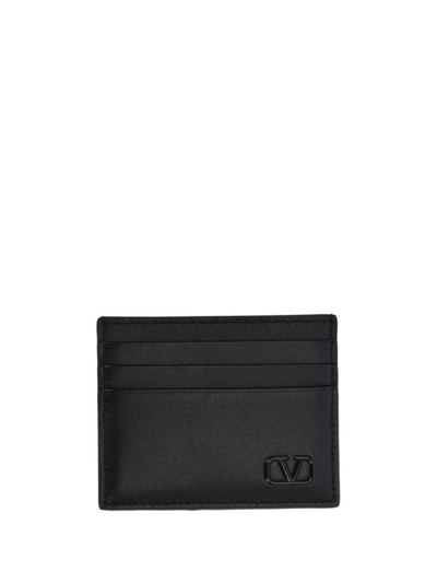 Shop Valentino Vlogo Plaque Cardhodler In Black