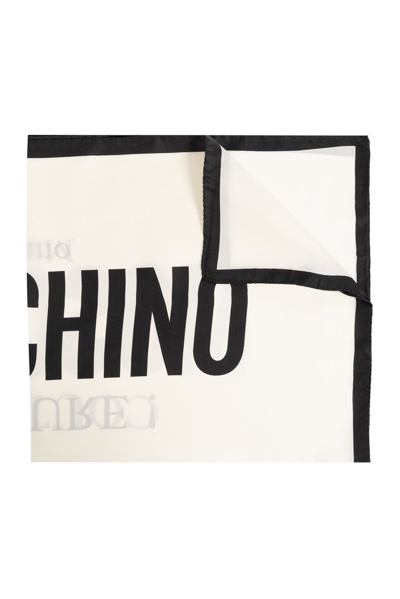 Shop Moschino Logo Detailed Scarf In White