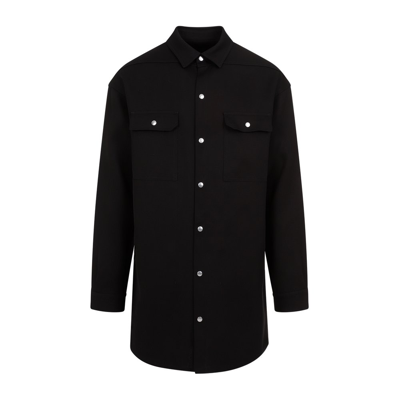 Shop Rick Owens Long Sleeved Snapped Shirt Jacket In Black