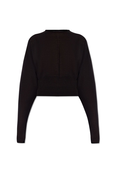 Shop Rick Owens Cropped Knitted Jumper In Black