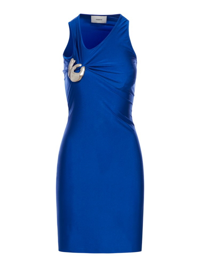 Shop Coperni Single Emoji Sleeveless Jersey Dress In Blue