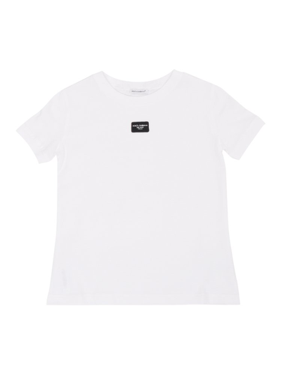 Shop Dolce & Gabbana Kids Logo Patch Crewneck T In White