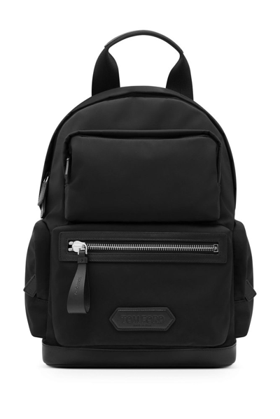 Shop Tom Ford Logo Patch Backpack In Black