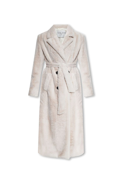 Shop Forte Forte Double Breasted Long Coat In White