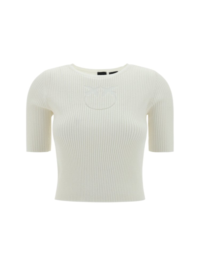 Shop Pinko Crewneck Knitted Top In White