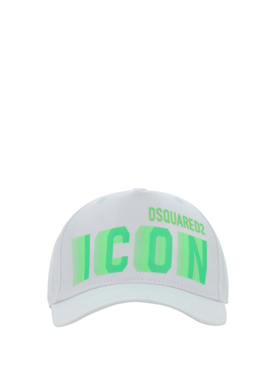 Shop Dsquared2 Logo Printed Curved Peak Baseball Cap In White