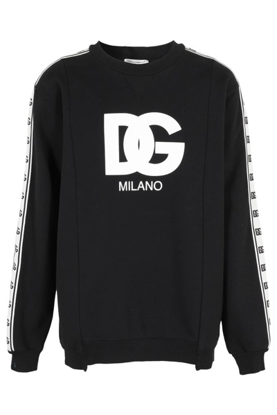 Shop Dolce & Gabbana Kids Logo Printed Crewneck Sweatshirt In Black