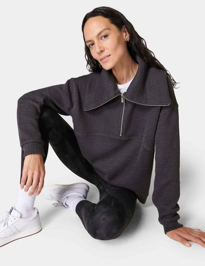 Shop Sweaty Betty Restful Boucle Half Zip Sweatshirt In Grey
