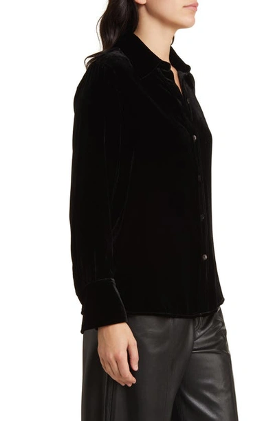 Shop Rails Andrea Velvet Button-up Shirt In Black Velvet