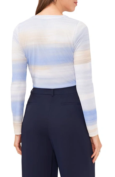 Shop Halogen (r) Ombré Rouched Mesh Button-up Top In Shadow Blue