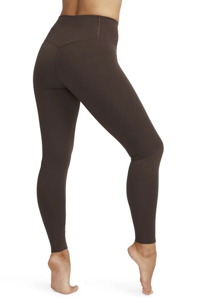Shop Nike Zenvy Dri-fit High Waist Leggings In Baroque Brown/black