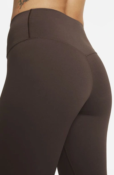 Shop Nike Zenvy Dri-fit High Waist Leggings In Baroque Brown/black