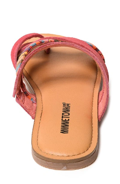 Minnetonka Faribee Slide Sandal In Hot Pink Multi