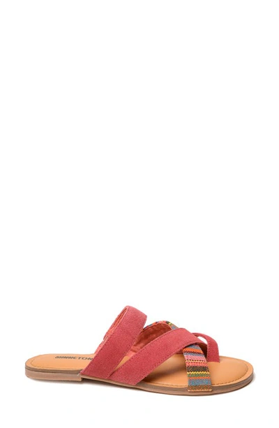 Minnetonka Faribee Slide Sandal In Hot Pink Multi