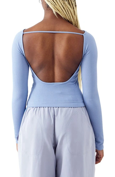 Shop Bdg Urban Outfitters Alicia Open Back Rib Top In Blue