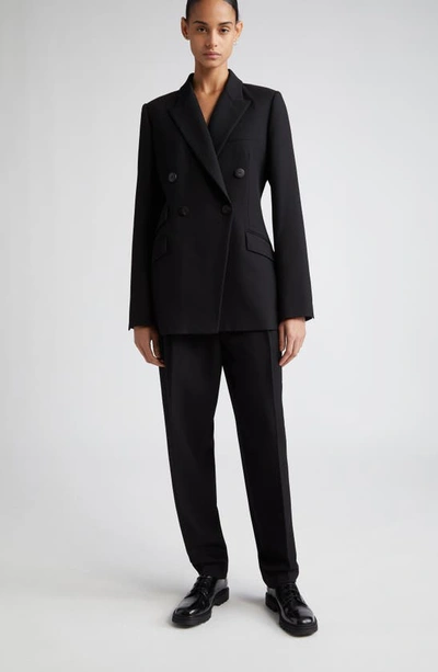 Shop Partow Caleb Double Breasted Cotton Twill Blazer In Black