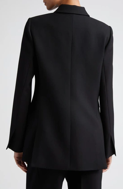 Shop Partow Caleb Double Breasted Cotton Twill Blazer In Black