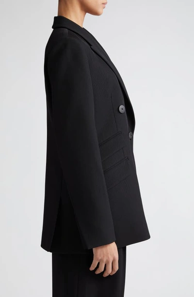 Partow Caleb Double Breasted Cotton Twill Blazer In Black