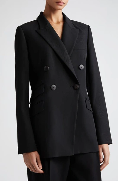 Partow Caleb Double Breasted Cotton Twill Blazer In Black