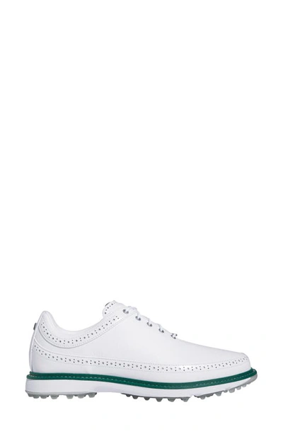 Adidas Golf Mc80 Spikeless Golf Shoe In White/silver/collegiate Green
